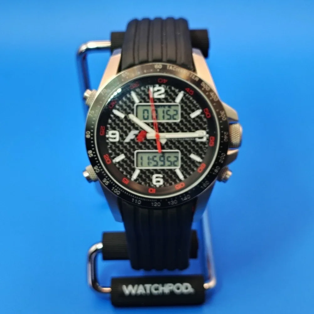 Vintage 2010 Jacques LeMans Formula 1 Ani-Digi Dual Time 43mm Mens Quartz‎ Watch